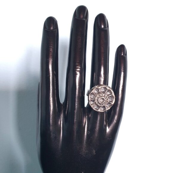 🌼 One-of-a-Kind Vintage Scandinavian Silver Floral Adjustable Statement Ring 🌼 - Picture 9 of 15